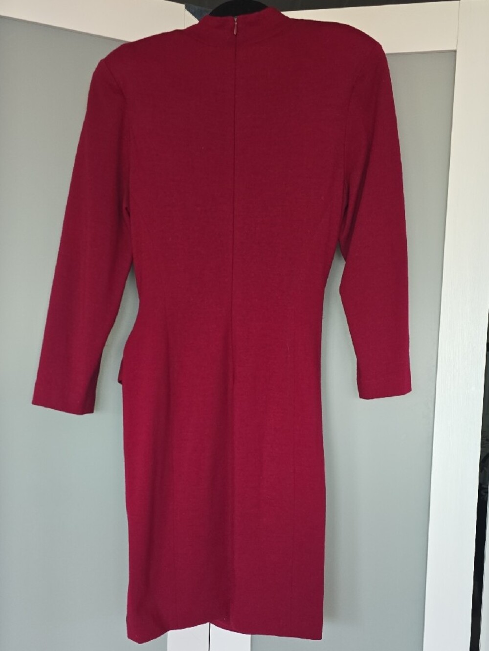 Vintage Tahari Petite 8 100% New Wool Mock Neck Draped Ring Dress - Made in USA - Picture 6 of 10